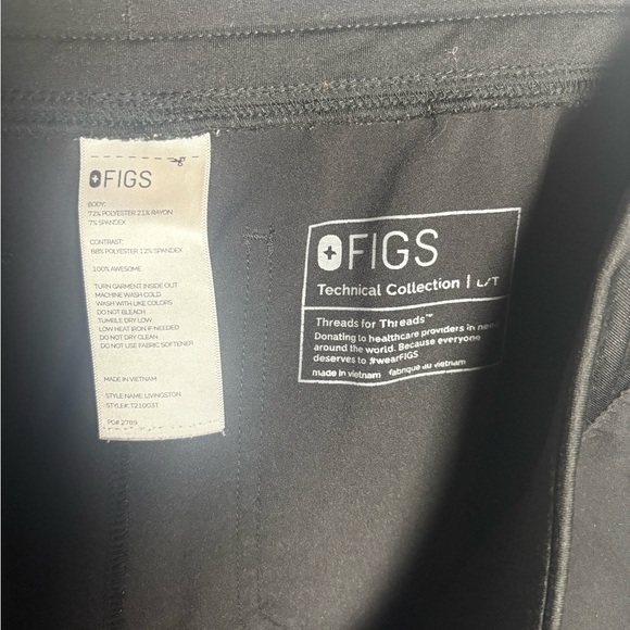 Figs High Waisted Livingston Basic Scrub Pants Black Straight Technical Tall - Picture 5 of 7